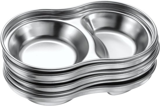 6-teiliges Edelstahl-schälchen-set Mit Zwei Runden Fächern Und Einer Gewürzschale Ideal Für Saucen Familienfeiern Restaurants Picknicks Und Silber