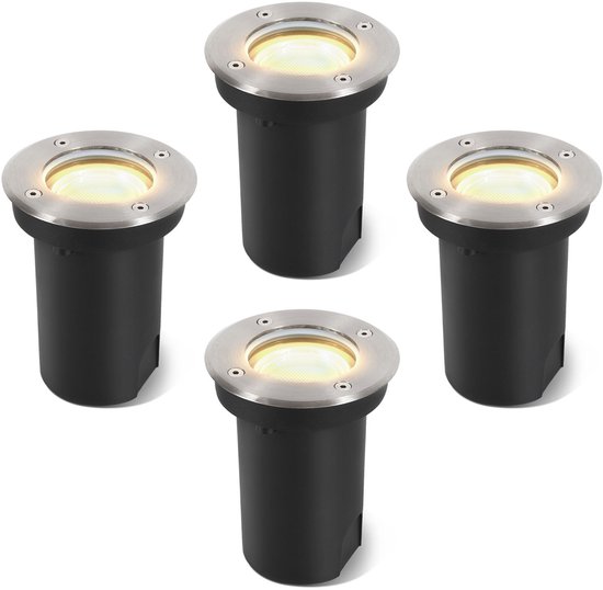 12 Drehbare Led Bodeneinbaustrahler Für Den Außenbereich Ip67 Wasserdicht 3 Watt Warmweiß Gartenstrahler Und Einbaustrahler Für Den Boden Silbern