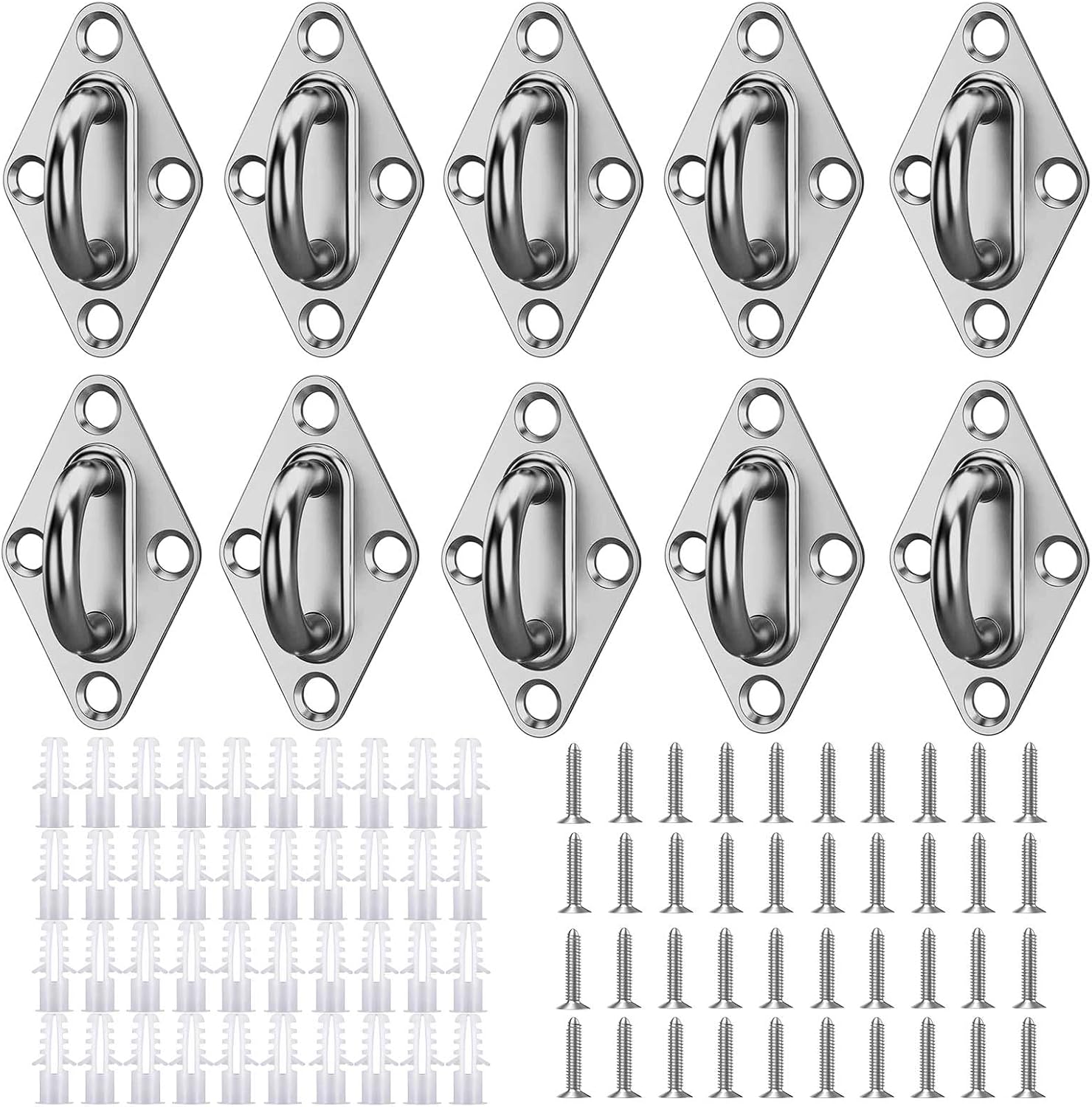 Rautenförmige Ösenplatten, 10 Stück Edelstahl-ösenplatten M5 Schwerlast-deckenhaken-set, Deckenaufhängungshaken, Befestigungs-wandringhalterung, Ankerhaken Zum Aufhängen Von Gegenständen