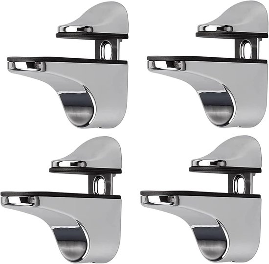 4 Teilig Glasklemme Glasregalhalterung Verstellbare Regalhalterung Fischmaul Glasklemme 5,6 X 2,4 X 5 Cm Silber Zinklegierung Wandhalterung Für 3