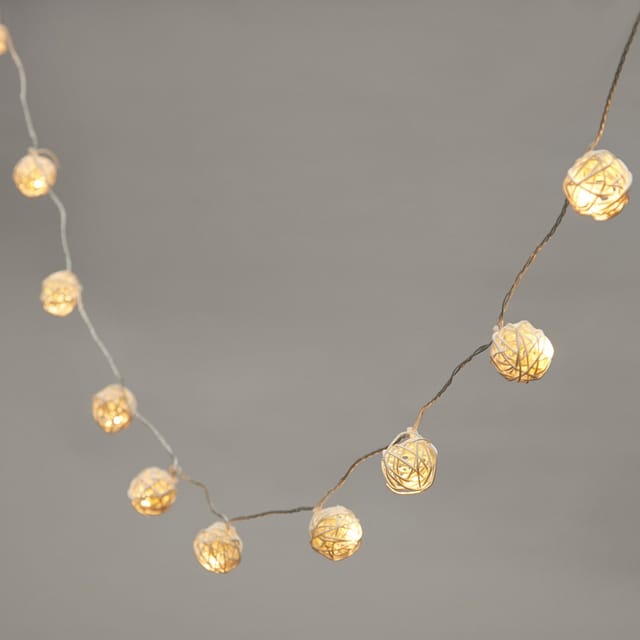 16er LED Rattan Lichterkette warmweiß Batteriebetrieb