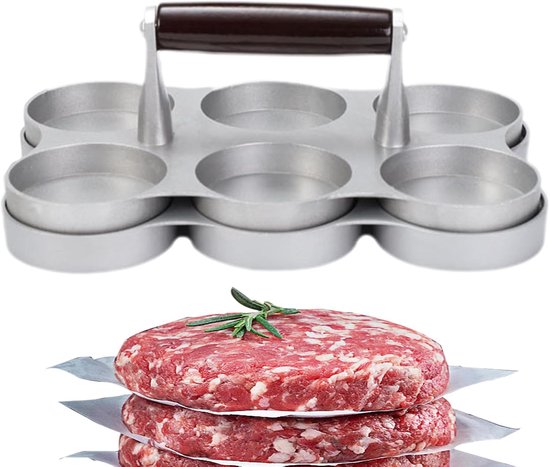 Burgerpresse Fleischformer Burgerformer 6 Runde Formen 22 Cm Durchmesser Silber