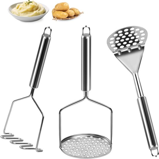 3 Teiliges Kartoffelpüree Set Kartoffelpüree Kartoffelpüree Aus Edelstahl Silber Multifunktionales Allzweck Kartoffelpüree Für Püree Und Babynahr