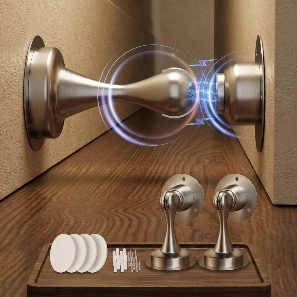 Magnetischer Türstopper – 2er-set – Türstopper Aus Edelstahl Für Die Unterseite Von Türen, Silber