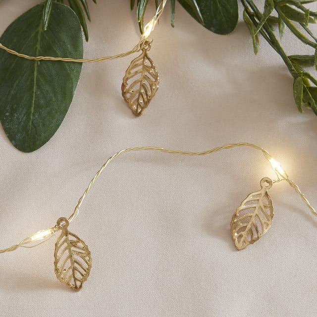 20er Micro Lichterkette goldene Blätter