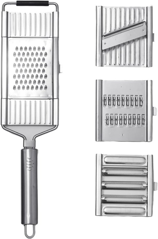 4 In 1 Multifunktions Gemüseschneider Reibe Und Zerkleinerer Aus Edelstahl Kartoffel Und Obstschneider Silber