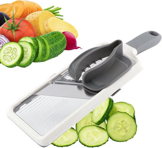 Verstellbare Mandoline Gemüseschneider 1 Mm 2 Mm 3 Mm Küchenschneider Klinge Aus Edelstahl Mit Fingerschutz Obst Und Käseschneider Grau Weiß