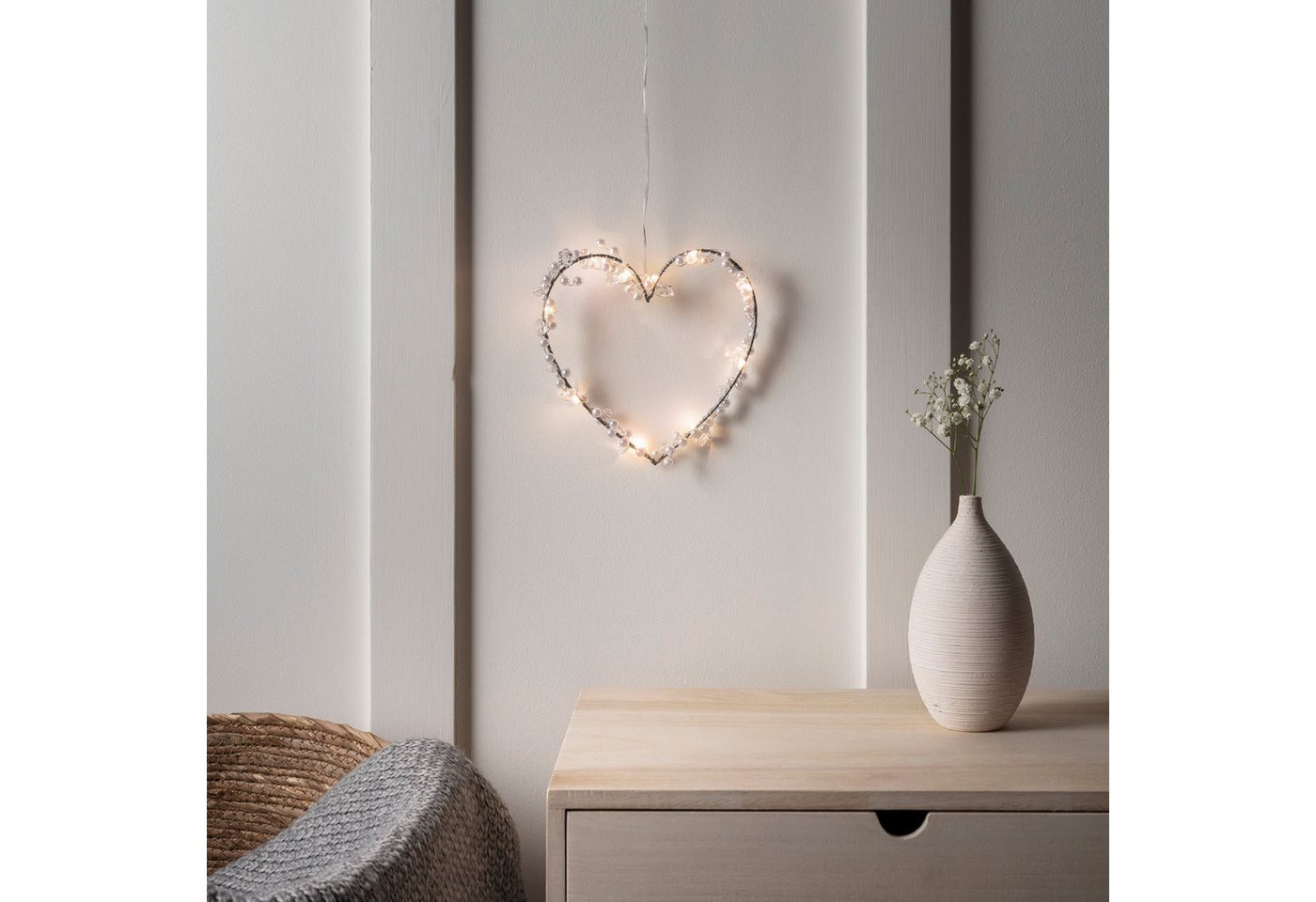 LED Herz Deko mit Perlen Bild 2