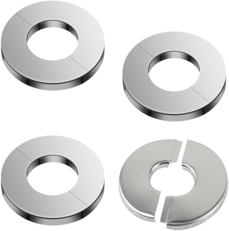 Set Of 4 Stainless Steel Rosettes, Pipe Collars, Cover Rosette With Self-adhesive, No Drilling, Heating Pipe Rosette Base Plate For Taps, Pipes - 40 Mm