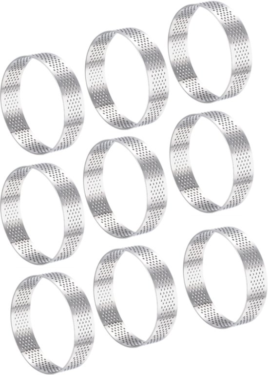 9 Teilig Tortenring Kuchenform Ø 8 Cm X 2 Cm Mousse Kuchenform Perforierter Mousse Kuchenring Küchenbacken Silber Für Kuchen Und Desserts Edelsta
