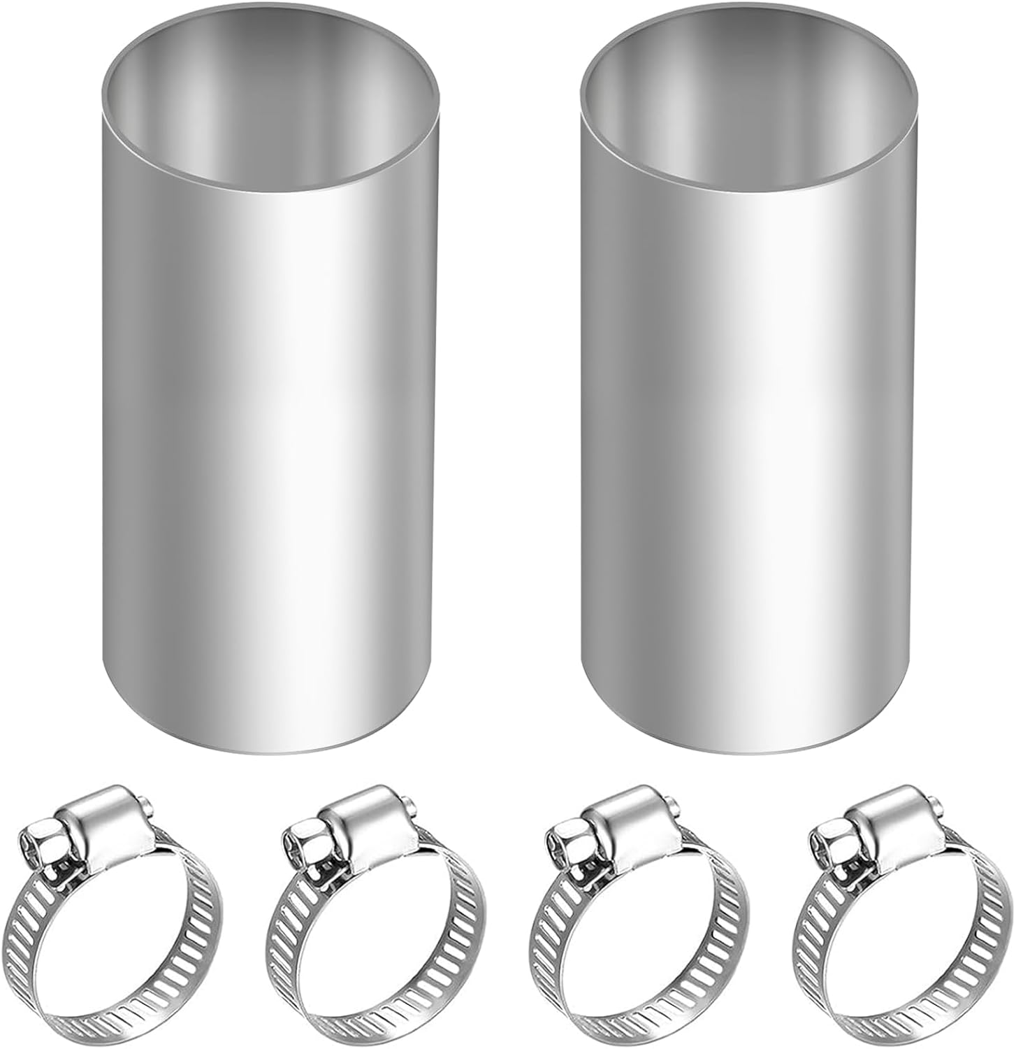 2 Pieces Diameter 24 Mm Exhaust Pipe Auxiliary Heater Connector With 4 Clamps Exhaust Pipe Connector For Auxiliary Heater Extension Pipe Connector Stainless Steel Exhaust Pipe Connector For Car