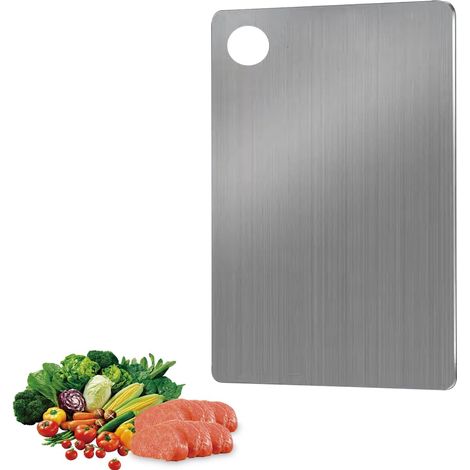 Schneidebrett Aus Edelstahl 304, 24 X 15 Cm, Doppelseitig, Lebensmittelechtes Titan-schneidebrett, Geeignet Für Fleisch, Obst, Nudeln Und Gemüse