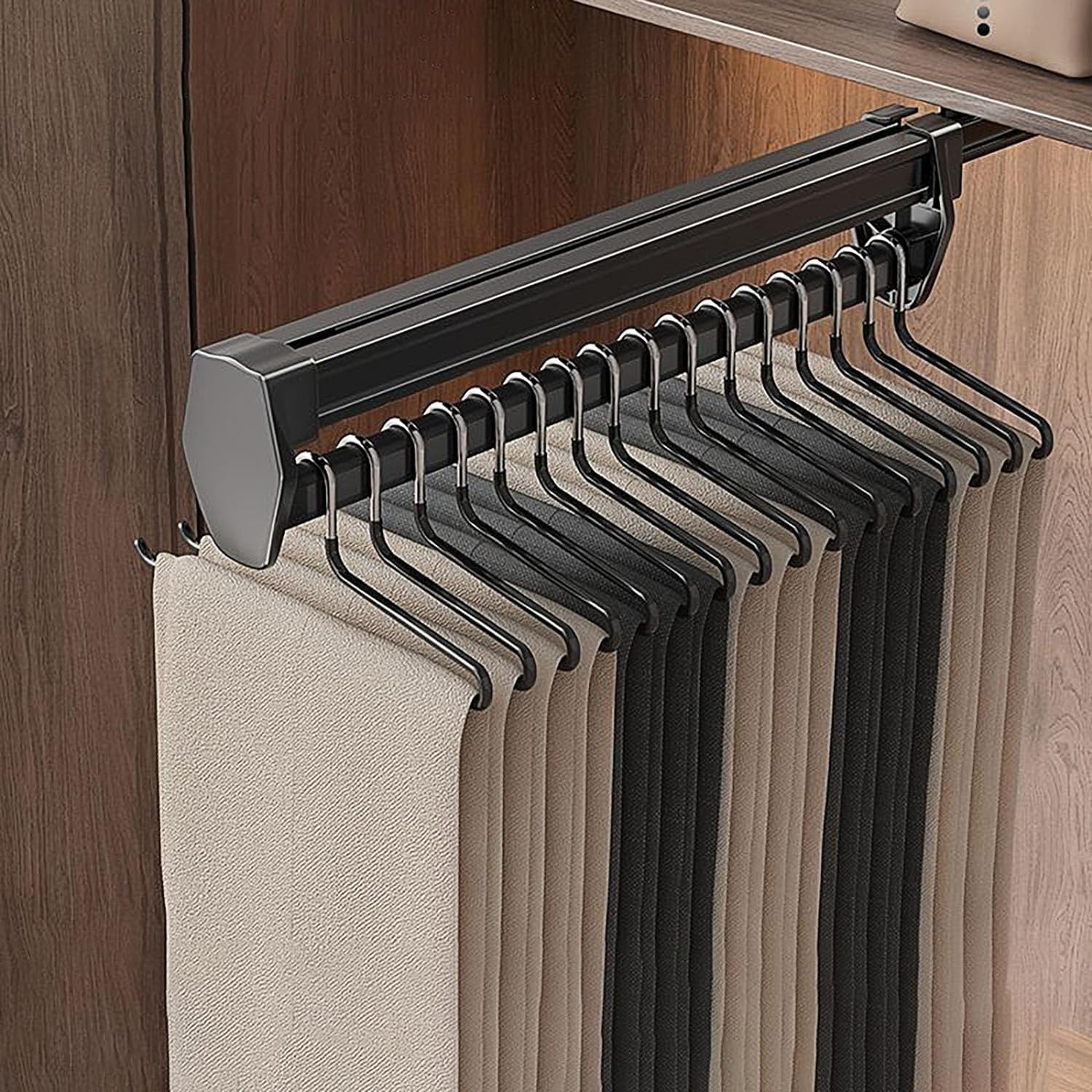 Ausziehbarer Hosenhalter Aus Aluminiumlegierung, 26 X 10 Cm, Platzsparend, Geräuschloses Schließen, Multifunktional, Einfache Montage, Kleiderschrank-organizer
