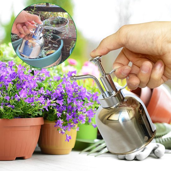 Sprühflasche Aus Edelstahl Für Pflanzen Kleine Gießkanne Modernes Gartengerät Für Topfpflanzen Zum Bewässern Und Besprühen (glänzendes Silber, 0,