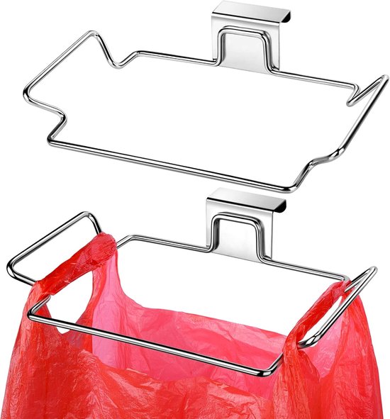 Hängender Müllbeutelhalter Abfalleimer Multifunktional 23,5 X 14,5 X 2,5 Cm Silber 2 Stück