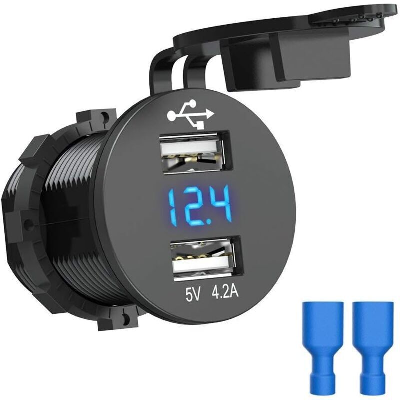 12v Usb-kfz-buchse, 5v Kfz-ladegerät, 4,2a Wasserdichtes Usb-ladegerät, Kfz Dual-zigarettenanzünderadapter Mit Digitalvoltmeter Für Motorrad