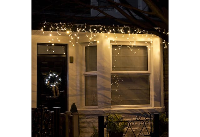 Core Connect 2m 64er LED Eiszapfen Lichterkette warmweiß koppelbar transparentes Kabel