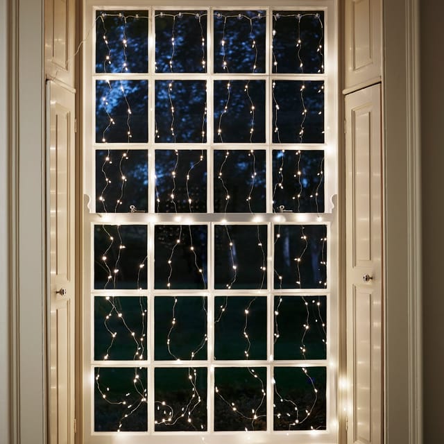200er LED Micro Lichtervorhang warmweiß