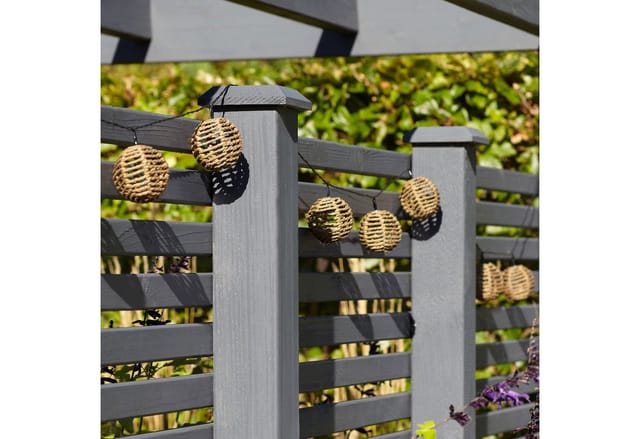 10er Solar Lichterkette Rattan Kugeln