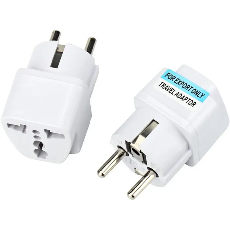 2x Universal-netzadapter (usa/gb/china Auf Europa (eu) / (fr)) Mit Schutzkontaktstecker, Ce- Und Rohs-konform, 16 A, Weiß, Kompatibel Mit Clarisonic Mia2, Philips, Oral-b, Samsung