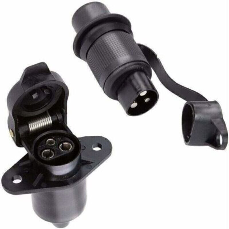 3-poliger 12-v-landwirtschaftsstecker (männlich Und Weiblich) – Wasserdicht Mit Schutzkappe – Vernickelte Kontakte Für Stabile Verbindung – Kompatibel Mit Anhängern Und Traktoren