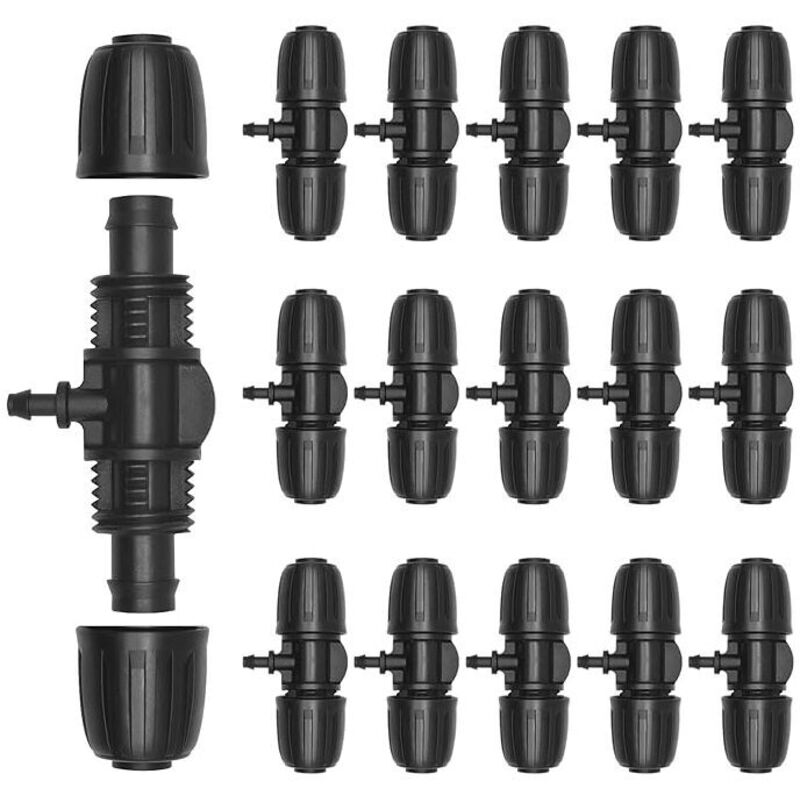 15-teiliges Gartenschlauch-anschlussset, T-stück Mit Widerhaken, Für Die Tropfbewässerung Mit 1/2" Bis 1/4" Bewässerungsschläuchen.