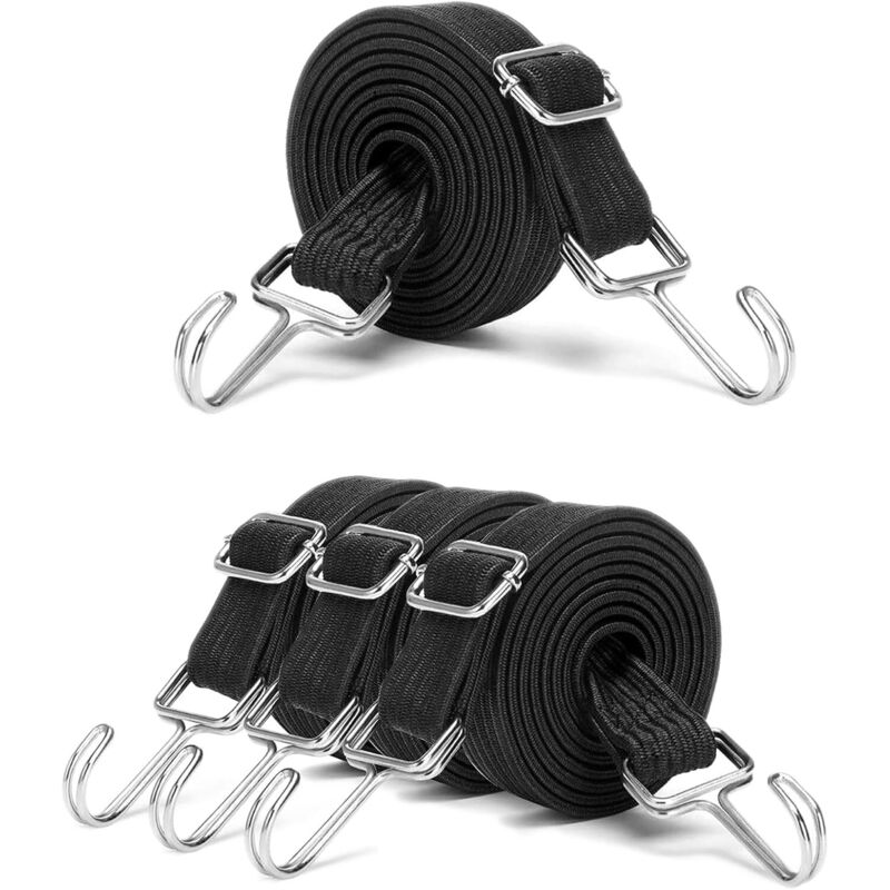 Stück 1 M Lange, Elastische Bungee-seile, Extra Starke Spanngurte Mit Metallhaken, Für Fahrrad, Motorrad, Autotransporter, Camping (schwarz)