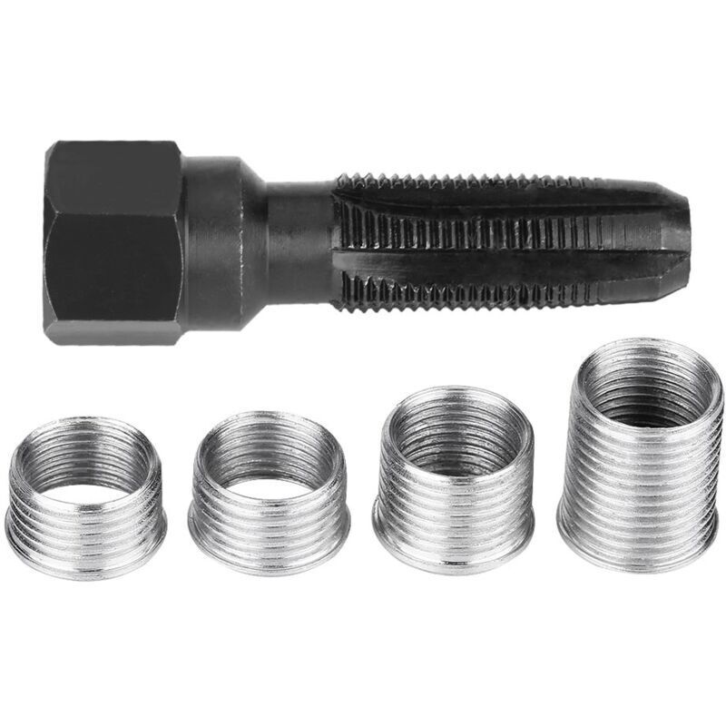 5-teiliges Zündkerzengewinde-reparaturset – 14-mm-zündkerzeneinsätze – Gehärteter Kohlenstoffstahl – Einfache Montage