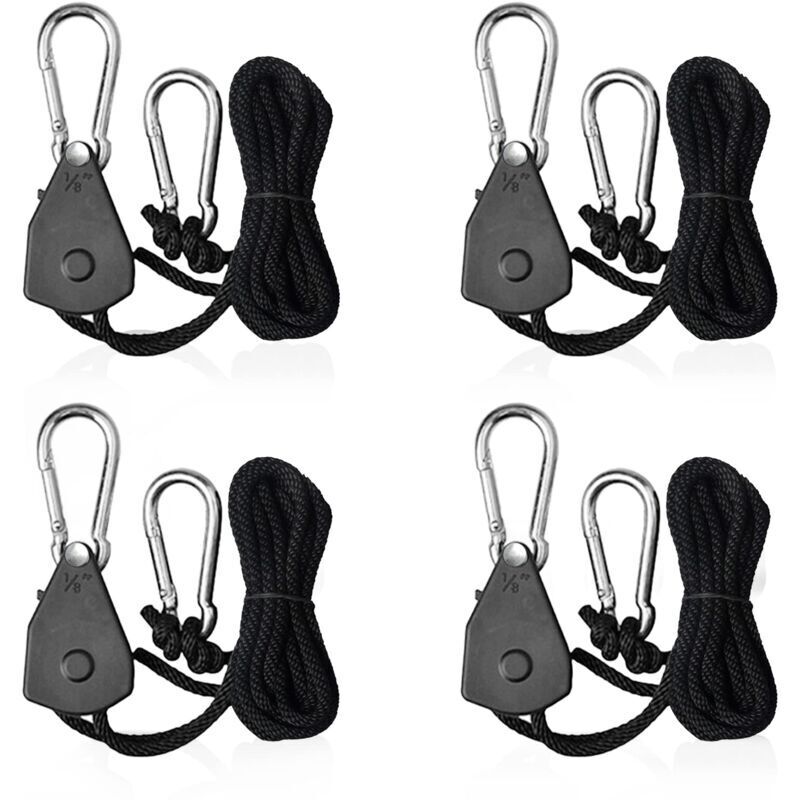 4-teiliges Ratschen-gummiseil-set – 2,4 M Geflochtenes Nylonseil – Maximale Traglast 34 Kg – Edelstahlhaken Für Den Innen- Und Außenbereich