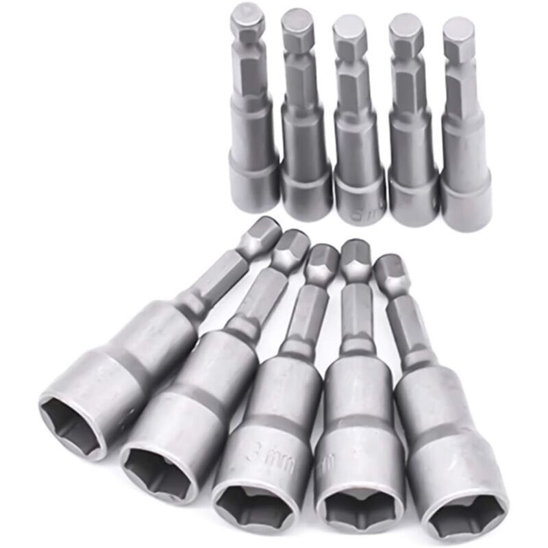 10-teiliges 6-19 Mm Sechskant-steckschlüssel-adapterset, Chrom-vanadium-stahl, Für Schraubendreher, Bohrmaschinen Und Steckschlüssel