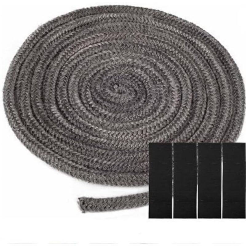 Geflochtene Dichtung Für Kamineinsätze Und Öfen, 10 Mm X 2,5 M. Glasfaserdichtung Mit 4 Streifen, Feuerfeste Dichtung, Dichtung Für Kamineinsätze Für Holzöfen, Schornsteine Und Heizungen.
