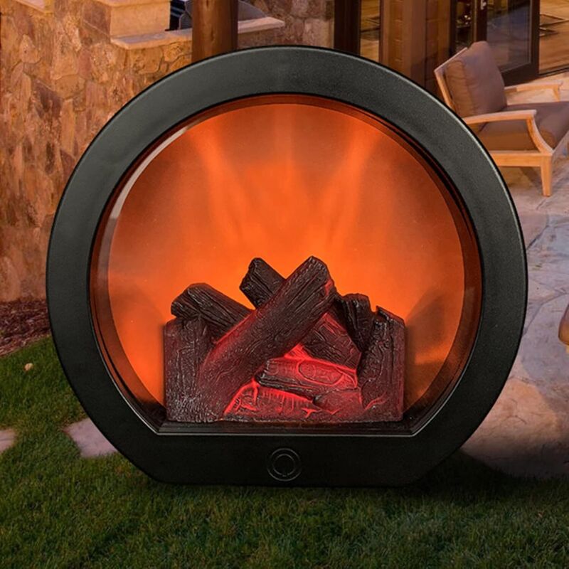 Led-kaminlaterne Mit Künstlichem Feuer – Usb- Oder Batteriebetrieb – Abs-material – Dekoration Für Drinnen Und Draußen – Sorgt Für Eine Warme Atmosphäre