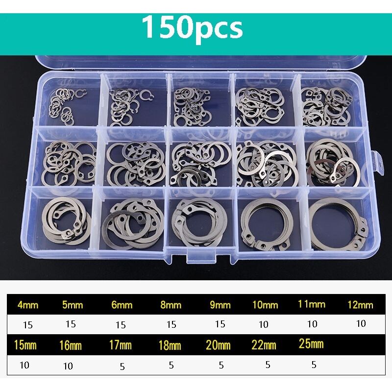 Packung Mit 150 Sicherungsringen (c-clips) Aus Edelstahl 304
