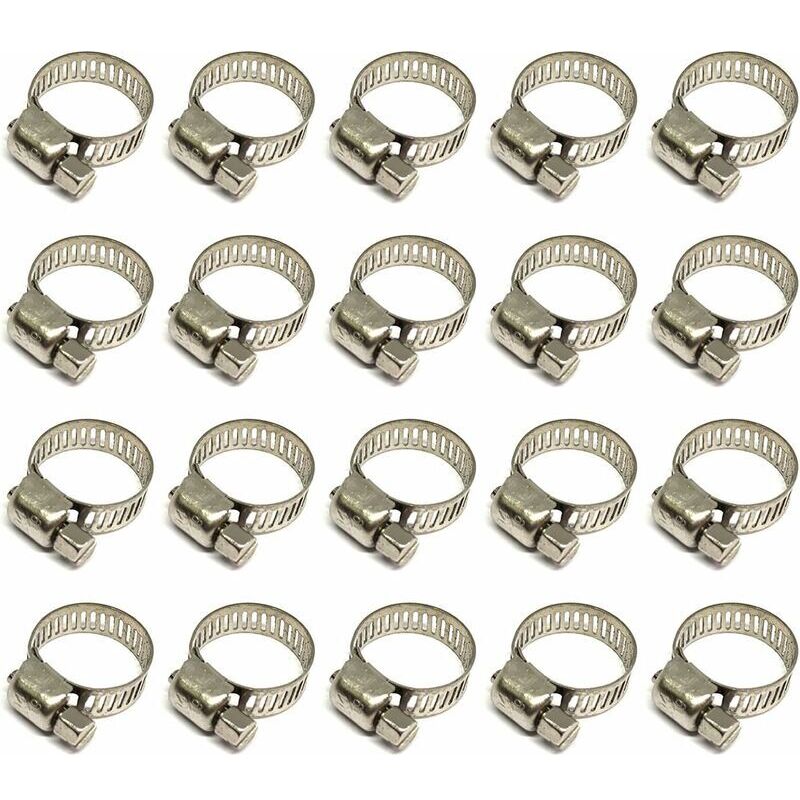 20-teiliges Schlauchschellen-set, Verstellbare Schlauchschellen 8-12 Mm, Schlauchschellen Aus Edelstahl 304, Metallschlauchschellen, Für Schläuche, Gas-, Wasser-, Kabel- Und Wasserhahnschläuche
