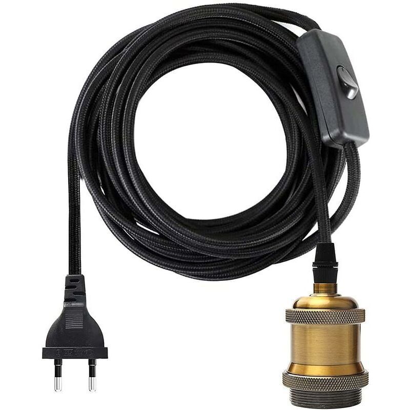 E27-fassung Mit Schalter, 1,2 Meter Langes Textilkabel Für Retro-edison-glühbirnenfassungen, Pendelleuchten Und Kronleuchter, Kreative Lampen, Vintage-messing-lampenadapter