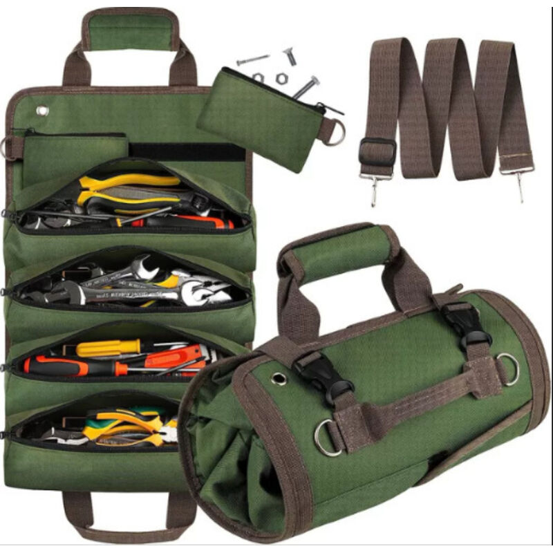 Werkzeugtasche Zum Aufrollen, Robuste Werkzeugtasche Mit 4 Fächern Und 2 Abnehmbaren Taschen, Organizer-werkzeugtasche Für Väter, Mechaniker, Elektriker, Reparaturfachleute, Umweltfreundlich