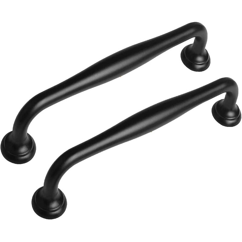 Set Mit 10 Mattschwarzen Schrankgriffen – Griffe Aus Aluminiumlegierung – 96 Mm Lochabstand – 115 Mm Länge – Für Schubladen Und Schränke