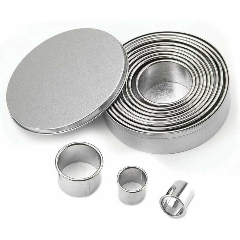 12-teiliges Set Runder Ausstechformen Aus Edelstahl – Größen Von 2,4 Cm Bis 11,5 Cm – Für Kekse, Gebäck Und Mini-pizzen – 12 Stück