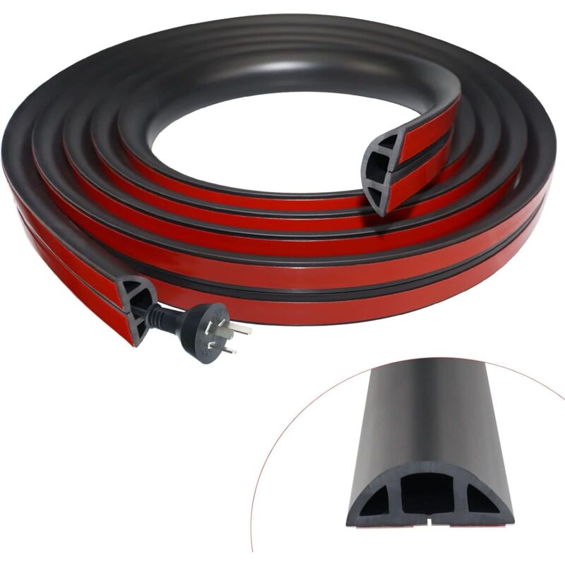 Selbstklebende Bodenkabelführung 1 M Pvc-kabelkanal, Flexible Bodenkabelabdeckung, Kabelschutz, Kabelabdeckung Für Büro, Zuhause, Lager, Konzert (schwarz)