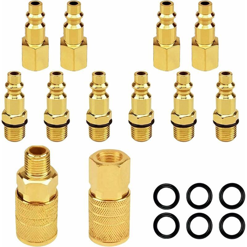 1/4"-npt-druckluftanschluss-set – 12-teilig – Kupferbeschichteter Stahl – 300 Psi Druck – Pneumatikkompatible Schnellkupplungen