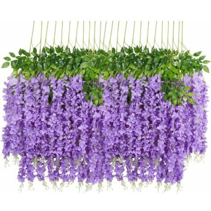 Set Mit 12 Künstlichen Glyzinienranken Aus Seide, Hängende Girlande Für Zuhause, Garten, Hochzeit, Partydekoration (12er-set, 115 Cm, Lila)