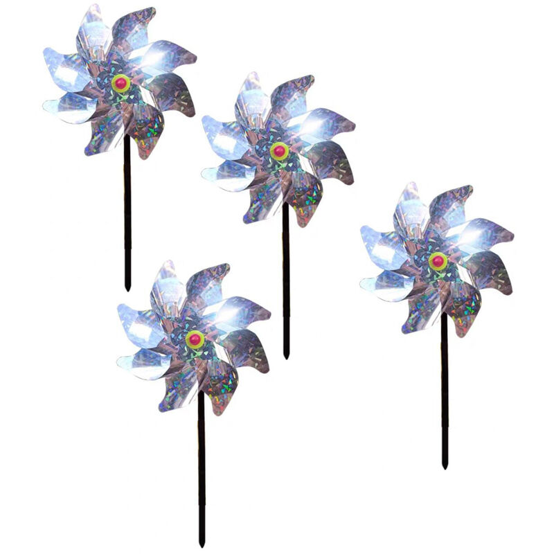 Set Mit 4 Reflektierenden Windmühlen Zur Dekoration Mit Verbindungsstange Und Bannvorrichtung