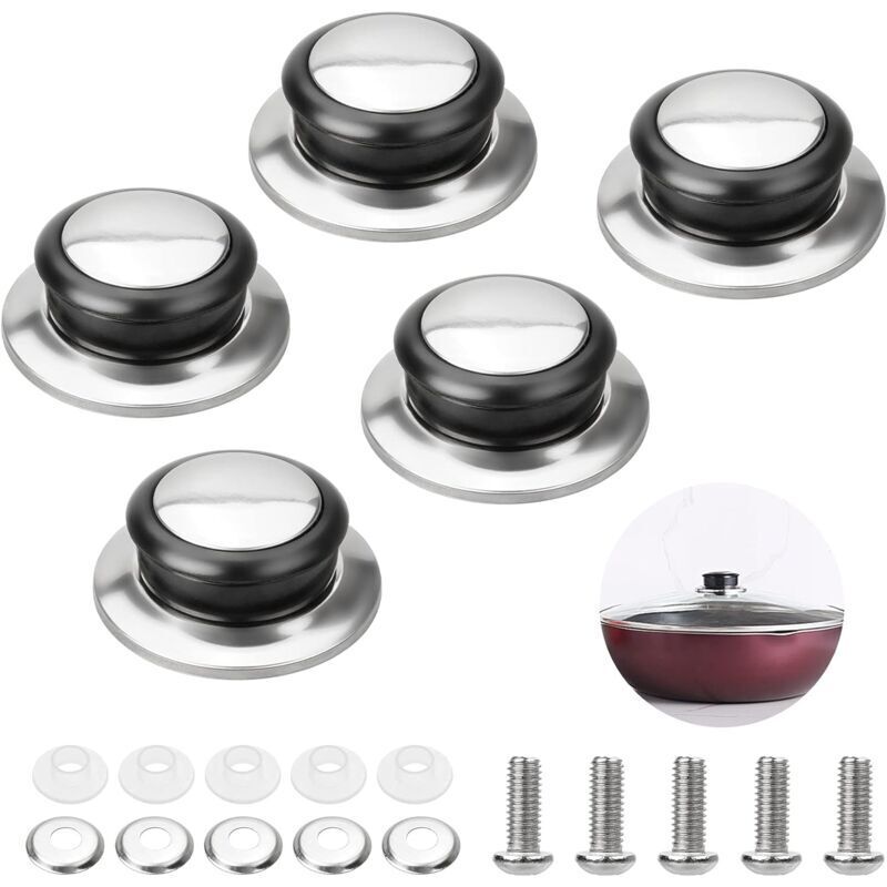 Set Mit 5 Topfdeckelknöpfen, Hitzebeständige Universal-deckelknöpfe Aus Edelstahl Mit Schrauben