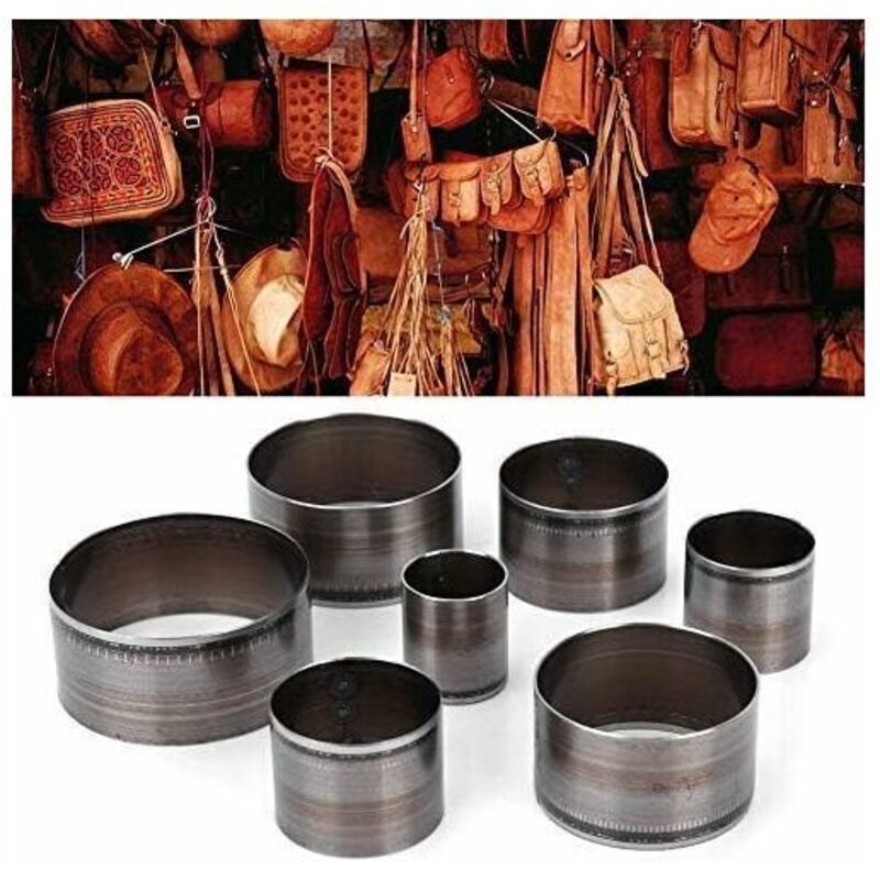 Set Mit 7 Runden Japanischen Ausstechformen Aus Stahl – Präzise Schnitte Für Leder – Durchmesser 20 Bis 50 Mm – Inklusive Aufbewahrungsbox