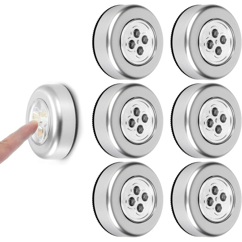Led-strahler Für Zusätzliche Beleuchtung, 6er-pack Batteriebetriebene, Selbstklebende Led-strahler, Klebeleuchten, Für Küche, Treppenhaus Und Wohnzimmer
