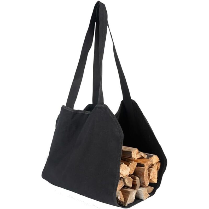 Tragetasche Aus Segeltuch Für Den Transport Von Brennholz, Mit Verstärkten Griffen Für Bequemes Tragen Im Freien (schwarz, 100×50cm)