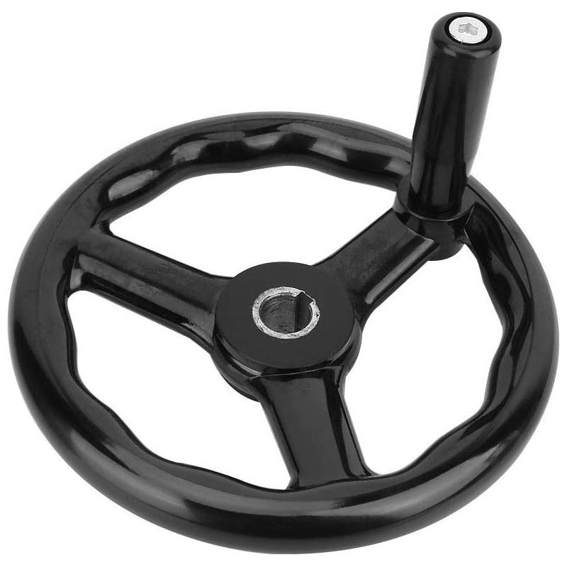 Dreispeichiges, Rutschfestes Drehmaschinenhandrad 200 X 18 Mm Mit Griff Für Werkzeugmaschinen, Schwarz