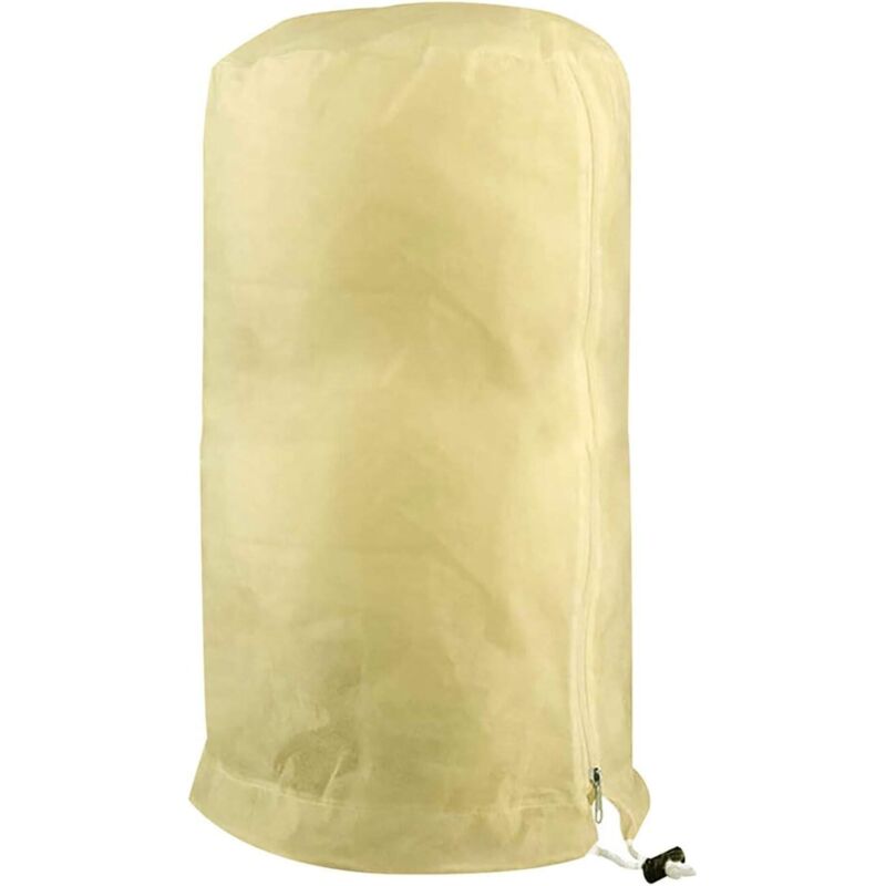 Warme, Frostbeständige Winter-pflanzenabdeckung Aus Vliesstoff Mit Reißverschluss Und Kordelzug, Beige, 140 × 200 Cm
