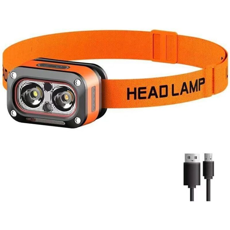 Wiederaufladbare Led-scheinwerfer Mit Bewegungssensor, Tragbare Mini-stirnlampen Für Den Außenbereich Mit Akkuanzeige. 5 Modi, Geeignet Für Laufen, Camping Und Den Familiengebrauch.