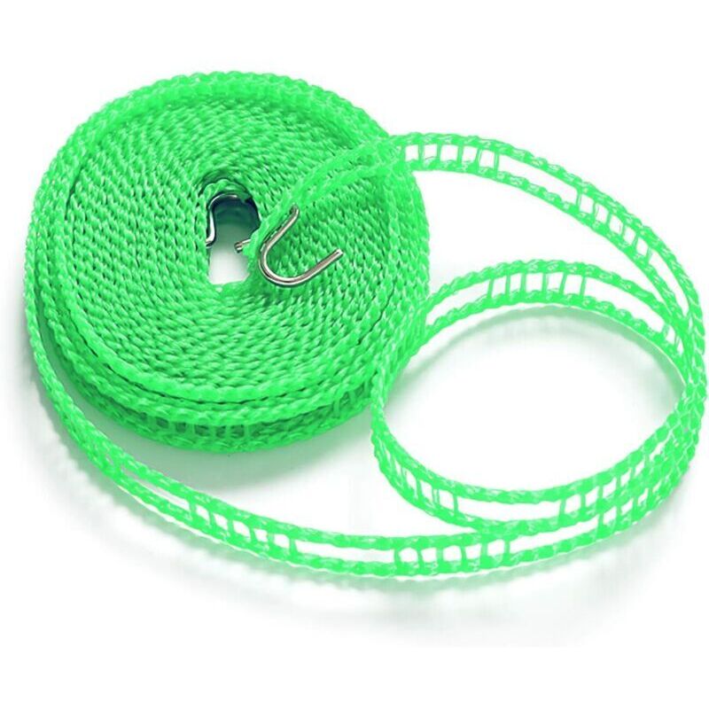 10 M Ausziehbare Nylon-wäscheleine – Rutschfest Und Windfest – Ideal Für Camping Und Outdoor-aktivitäten – Haken Aus Edelstahl
